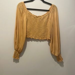 UO balloon sleeve yellow cropped blouse